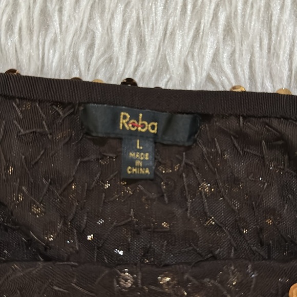 Reba brown sparkling sequins stretchy tank top size large - Picture 5 of 8